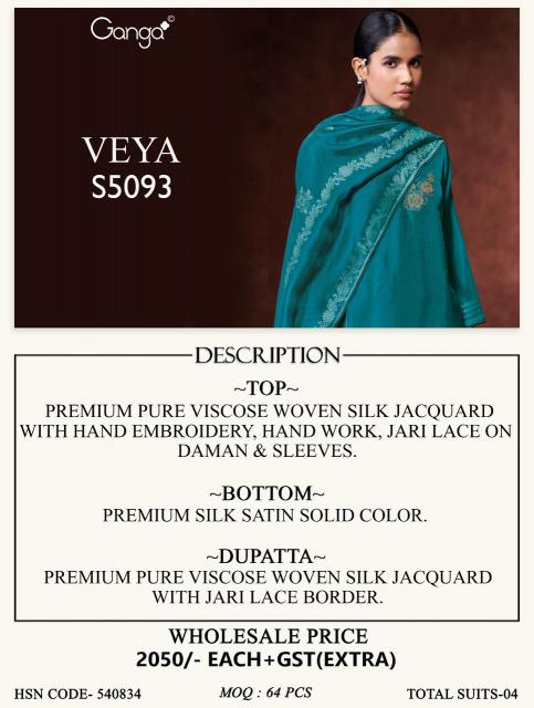 Ganga veya 5093 kantha work dress material wholesale
